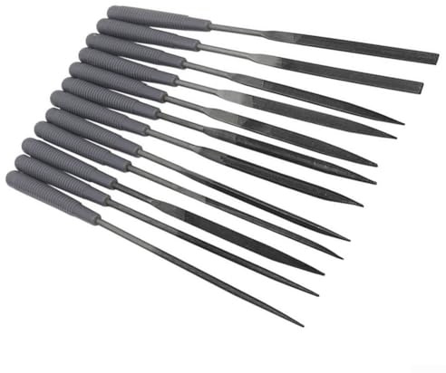 Lot complet de 12 limes aiguilles pour travail du métal et du verre, poignée antidérapante, parfaite pour tailler et ébavurer