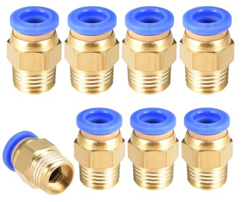 TOP-VIGOR 8mm Pneumatic Push-to-Connect Fittings, G1/4 Male Thread Quick Connect Straight Coupler, Air Line Push Fit Connectors for Pneumatic Systems & Air Compressors, Pack of 10