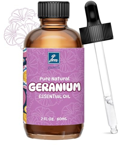 GM Gumili Geranium Essential Oil 2 Oz, Pure Geranium Oil for Skin, Hair, Diffuser, DIY Projects