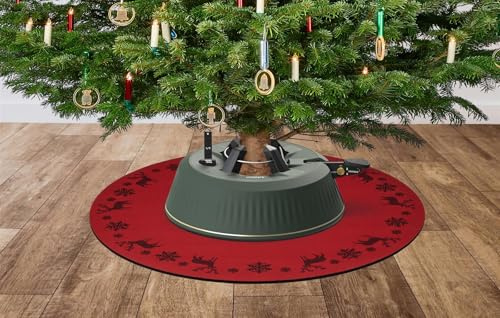 KRINNER Christmas Mat Christbaumständer Unterlegdecke Weihnachtsbaumdecke Rot Rund Ø 60cm - Wasserdicht, Bodenschutz, Antirutsch, Festliches Design
