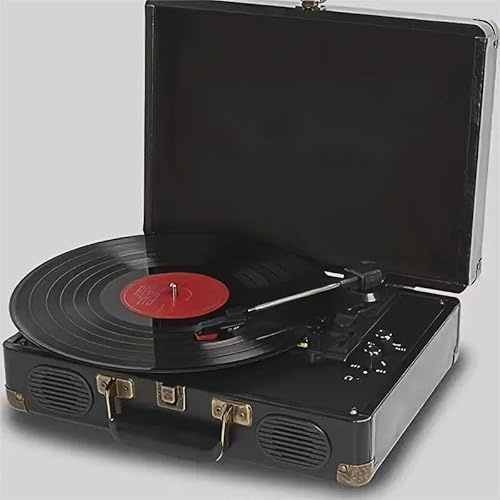 C260 Grammofono vintage a cinghia, giradischi, disco in vinile, stereo ad alta fedeltà, altoparlante incorporato, 3 velocità(Black color)