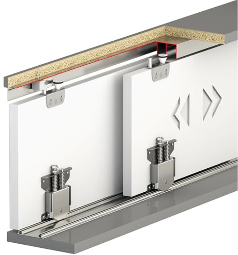 Decoranddecor Sliding Wardrobe Door Track Kit 4 Doors 3m | 75kg Capacity, Cut to Size Track, Ball Bearing Wheels Rollers for Silent Gliding, Suitable up to 22mm panel thickness.