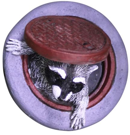 CIYODO Resin Waschbär Figur Gartenfigur Realistische Tierdekoration Miniatur Deko für Terrasse und Innenbereich Detailgetreu Vielseitig Einsetzbar