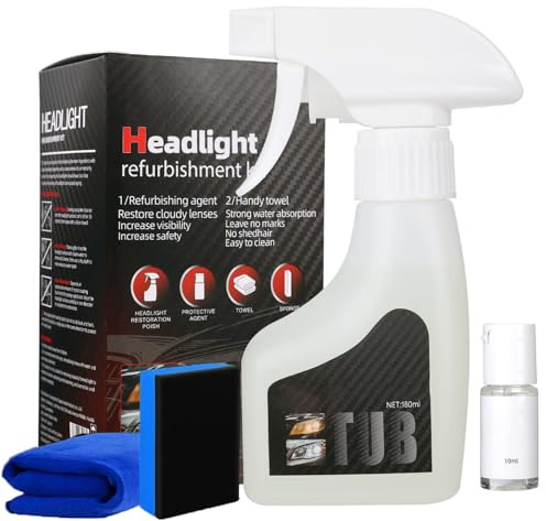 Automotive Headlamp Restoration Fluid Kit,Car Headlight Cleaner and Restorer Coating Spray Kit,Multifunctional Car Headlight Polishing Restoration Kit for Foggy Yellowing Oxidation