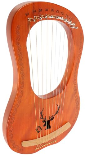 Mikinona Zarte 10 Ton Lyra Harfe mit Metallsaiten Harfen Satz für Erwachsene Inkl Harfenplektren Musikinstrument für Musikliebhaber