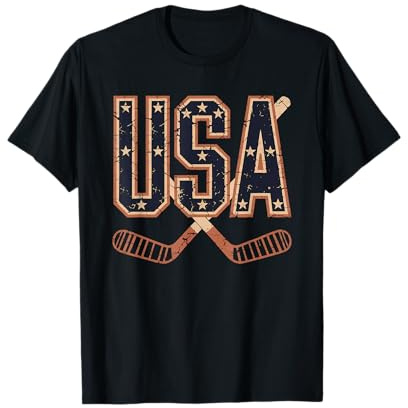 Camiseta De Hockey con Bandera Americana para Hombre Y Niña, Camiseta