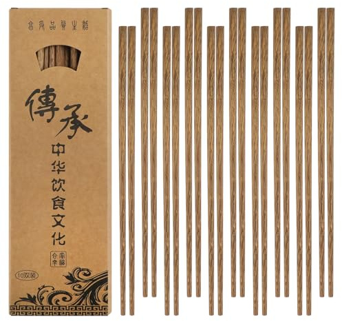 Maxmoc 10Paar Essstäbchen Holz,Stäbchen zum Essen für Chinese Cuisine,Sushi | Spülmaschinenfest Chopsticks,Wiederverwendbar,Geschenkset perfekt für Verwandte und Freunde