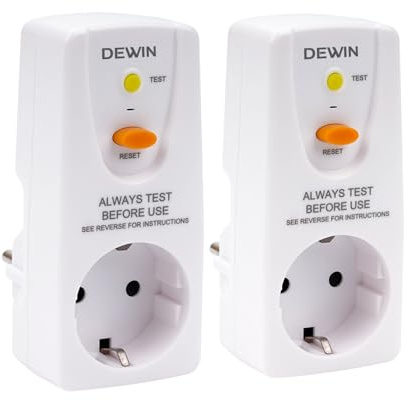 FI Prise de Disjoncteur 10mA, 16A 230V Prise de Protection Différentielle Prise de Sécurité GFCI, Coupure Rapide 10 mA, Prise de Disjoncteur Différentiel de Sécurité Domestique (Lot de 2)