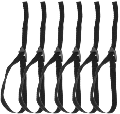 ULTECHNOVO Lot de 6 Dragonnes de Remplacement Réglables pour Bâtons de Randonnée et Ski, Sangles Noires Multifonctionnelles en Matériau Solide, Adaptées aux Activités Sportives et Plein Air