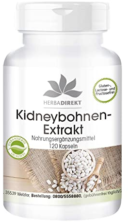 Kidneybohnen Extrakt mit Chrom - Grünem Kaffee und Bockshornklee - 120 Kapseln | HERBADIREKT by Warnke Vitalstoffe - Deutsche Apothekenqualität