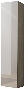 Hängeschrank Vigo 180, Vitrinenschrank, Wandschrank, 1 Tür Schrank mit 4 Einlegeboden, Farbauswahl, Stauraumvitrine, Hochschrank, Wohnzimmerschrank, Modernes Vitrine (Sonoma Eiche / Weiß Hochglanz)