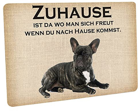 Crealuxe Fussmatte Zuhause Bulldogge - Fussmatte Bedruckt Türmatte Innenmatte Schmutzmatte lustige Motivfussmatte