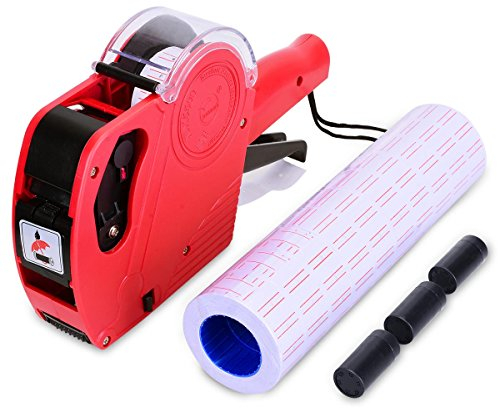 YoungRich PL1/8 Preisschild, professionell, tragbar, MX5500 EOS inklusive 2 Stück Tinte, 10 Stück, selbstklebend, zur Verwendung im Büro, Geschäft, Rot
