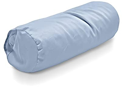 Cotton Neck Roll Pillowcase - Hypoallergenic and Smooth Natural Fabric Pillow Protector - Soft and Breathable Sateen Weave Pillow Cover with Enclosed Sleeve Design - Made in USA - Blue, 6 x 16