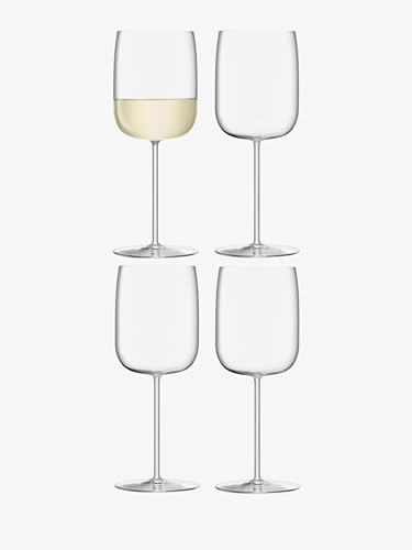 LSA International Borough Wine Glass 380 ml Clear | Set of 4 | Dishwasher Safe | BG12, Transparent, White, Red