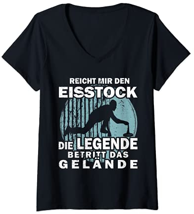 Damen Reicht mir den Eisstock Stockschützen T-Shirt mit V-Ausschnitt