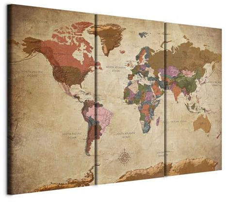 murando - Panneau Acoustique Mural, Tableau Décoration Carte 135x90 cm | Mousse Acoustique - 2,6 cm, Réduit les échos le salon, Décoration Murale Moderne 2-en-1, Toile tendue sur châssis en Bois