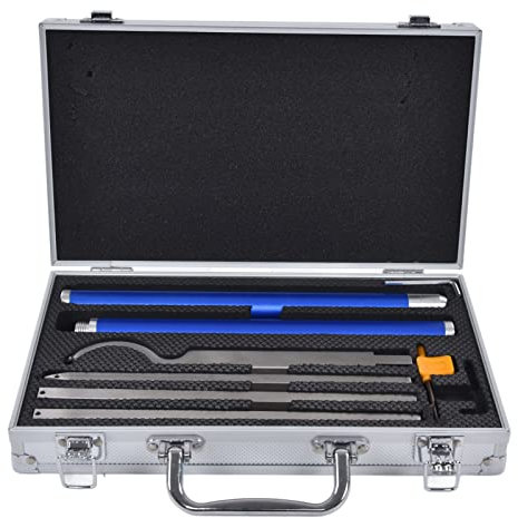 FASJ Utensili per tornitura in legno, set di attrezzi in legno, composto da uno strumento cavo dritto, 3 pezzi/strumento a collo cigno/2 maniglie in alluminio, tornio al carburo, default