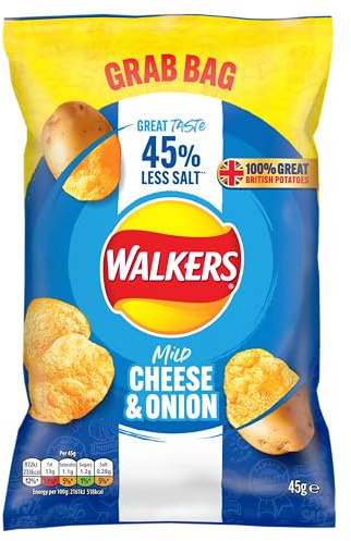Walkers Less Salt Mild Cheese & Onion 45G, Blue