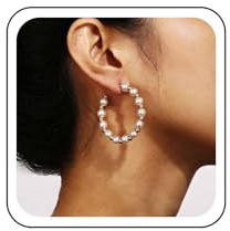 Wendaler Vintage Perlen Creolen Ohrringe Runde Kugeln Gold Offener Kreis Schmuck für Frauen und Mädchen