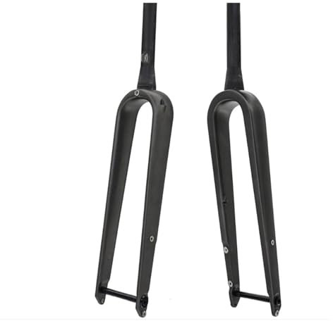 QWERTYUI AISHANBAIHUODIAN Passend for 1 Stück Vollcarbon-Gabel 700C Gravel Bike Schwarz UD konische Achse 100 x 12 mm breitester Reifen 45 mm konisches Rohr 1-1/8 Zoll 1-1/2 Zoll