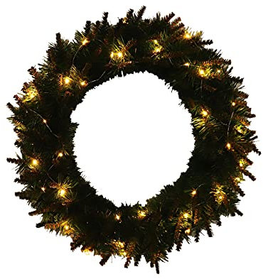 Weihnachtskranz 40 cm Weihnachtsschmuck Weihnachten Holzkranz Tür hängende Wanddekoration Anhänger Weihnachtsdekoration Osterdeko Fenster Holz (Green, One Size)