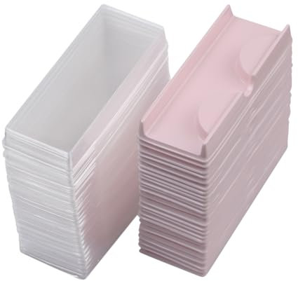 50 Pcs Plastic False Eyelash Storage Box Empty Lash Holder Container Eye Lash Packaging Case Eyelash Display Organizer Pink