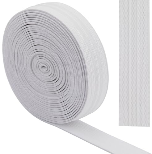 GORGECRAFT Cinta Elástica Antideslizante de 5 Yarda Y 20mm de Ancho,Cinta Elástica de Silicona de Línea Recta Blanca,Cinta Elástica de Goma,Correas Elásticas,Cinturón para Costura de Prendas