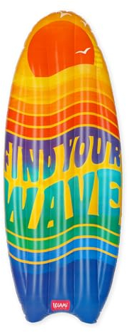 Legami - Materassino Mare Gonfiabile, Materassino Gonfiabile Singolo, a Forma di Tavola da Surf, 2 Camere ad Aria, Include Toppa Autoadesiva, Supporta Fino a 90 Kg, 80 x 173 cm, Waves