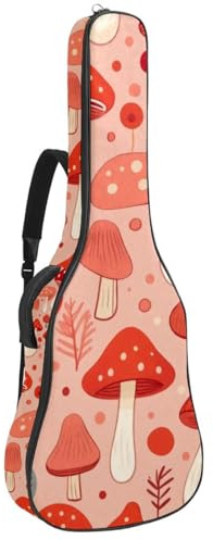 Gitarrentasche Schutzhülle für 40/41/42 Zoll Akustikgitarre, wasserdichte Gigbag mit Zubehörfach, Mehrere Taschen, Rot Pilz Muster, mehrfarbig, 42.9x16.9x4.7 in, Gitarrentasche