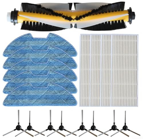 Daaxing 18-teiliges Ersatzteil-Zubehör passend für Blaupunkt Bluebot XPOWER+ Roboter-Staubsauger, 1 Rollenbürste, 4 HEPA-Filter, 5 Wischtücher, 8 Seitenbürsten