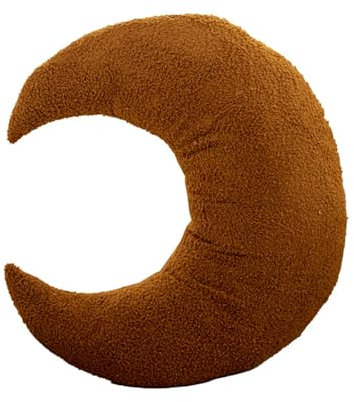 Kuschelkissen Kinder Mondkissen, Weiches Dekoratives Kinderkissen für das Zimmer, Mondform Zierkissen Sofakissen, Plüsch Kissen Dekokissen für Kinderzimmer Schlafzimmer Deko (Braun)