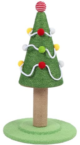 Poste Rascador para Gatos de árbol de Navidad, Torre de árbol para Gatos de Navidad, Torre para Gatos con Cuerda de Sisal, Base Estable, Poste Rascador (Grande: 40 X 65 cm / 15,7