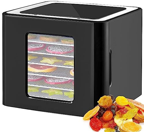 Essiccatore per alimenti con 6 vassoi, essiccatore per frutta in acciaio inossidabile con design a controllo touch a LED, essiccatore per alimenti da 35-70 ℃, timer da 48 ore, senza BPA, per carne s