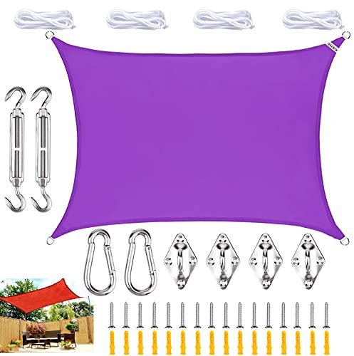 Grande voile d'ombrage imperméable pour extérieur, terrasse et plage, parasol rectangulaire pour jardin, avec anti-UV à 98 % et kit de fixation