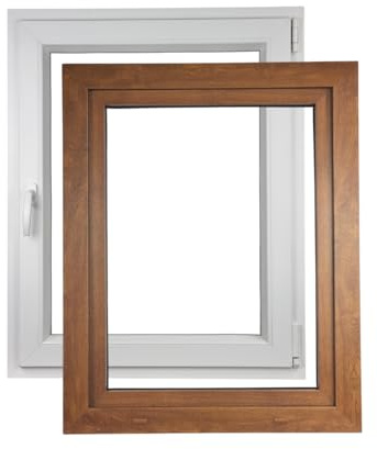 ALUCON Fenster 700x800 mm – Kunststofffenster 70x80 cm – Flügelfenster Innen Weiß/Außen Goldene Eiche – DIN Rechts