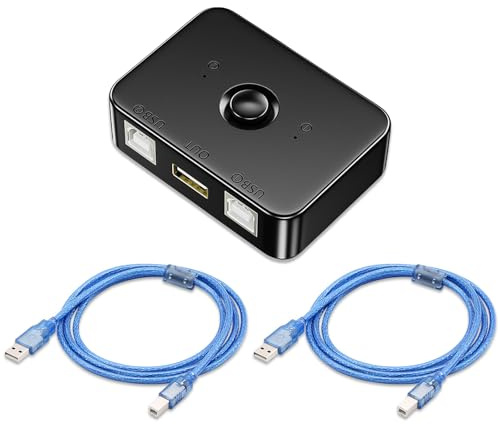 USB 2.0 Switch Printer Sharing Umschalter Adapter 2 USB Port Inklusive 2 * 1,5M mit LED Licht 2 Computer Teilen Sich 1 Drucker Manueller Switcher für PC, Drucker, Scanner