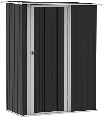 Outsunny Abri de Jardin 1 m² - abri à Outils - cabanon Porte verrouillable - dim. 142L x 84 x 189H cm - Acier galvanisé Gris foncé