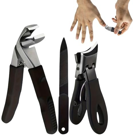 Zehennagelschneider für Senioren,Dicker Zehennagelschneider Maniküre-Set | 3x Hochleistungs-Trimmset für Nägel, Maniküre-Werkzeuge aus Edelstahl für dicke Nägel