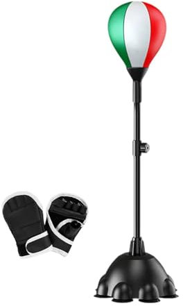 Fenteer Bola de Boxeo con Guantes Y Soporte de Succión para Entrenamiento en Casa, Verde Y Rojo