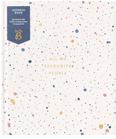 Busy B Large Address Book - Pink Spray - All your Favourite Peoples' Addresses in the One Place - A-Z Tabs, Room to Log 412 Addresses, 30 Address Change Stickers & Handy Storage Pocket - 20 x 17cm