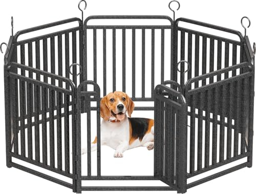 Hundezaun für den Außenbereich, Innenbereich, 81,7 cm Höhe, 8 Paneele, Metall, Hundegehege, Welpenlaufstall, tragbare Hundehütte, Box für Wohnmobil, Camping (Schwarz/Silber)