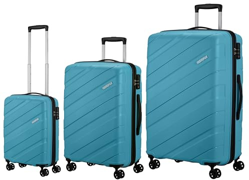 American Tourister Jetdriver 3.0 (Light Blue, set S/M/L), ljusblå, Set S/M/L, Trolley med hårt skal 360° dubbelhjul