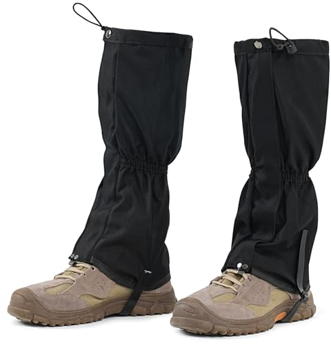 likloks Gamaschen für Herren & Damen – Verstellbare, Leichte & Strapazierfähige Bein-Gamaschen für Wandern, Stiefel & Outdoor-Aktivitäten, Schwarz, L-XL