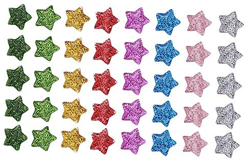 KOCKSHION 40stücke Glitzerstern Perlen Bastelmaterial Für Schmuckherstellung Resin Sterne Für Kreative Dekorationen