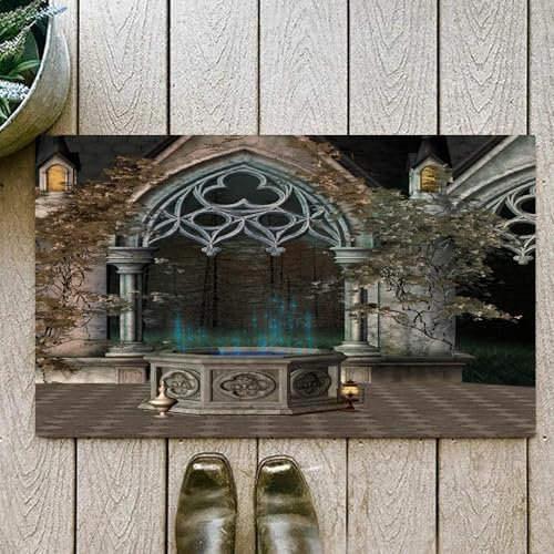 OHJEAJDS Tapis 60x100cm,Super Absorbant Sèche Rapide,Tapis de Bain pour Portes de Salle de Bain,Salon,Un Patio Gothique et Mystique enchante Le Lierre du puits à souhaits de la,