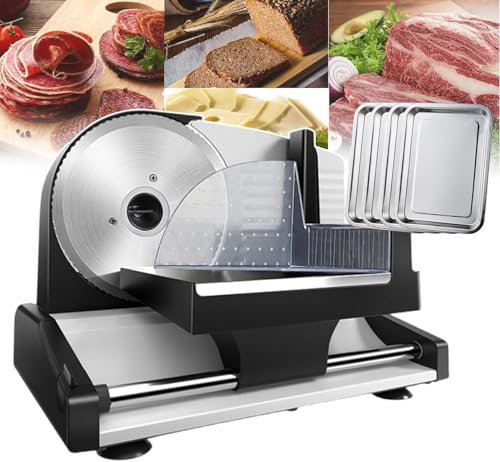 LLHTTDMBDFC Cortadora De Fiambre, Cortafiambres, Máquina cortadora de Carne, Espesor de Rebanada Ajustable de 1-15mm, picadora de Carne Comercial for Queso/Pan/Verduras