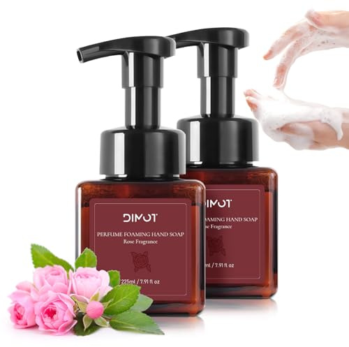Sapone liquido, sapone schiumoso al profumo di rosa, sapone schiumoso per le mani | Formula extra delicata con acido ialuronico e vitamina E | 225 ml x 2