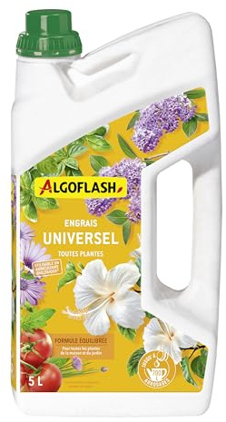 Algoflash Engrais Universel Liquide, Utilisable en Agriculture Biologique, Bouchon Doseur Inclus - 5 L