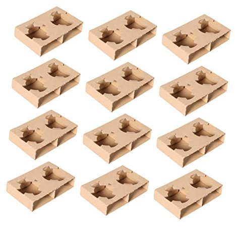 TOPBATHY Bandeja Portabebidas De Papel Corrugado Para 2 Vasos, Portavasos Desechable Para Té Leche y Café, Bandeja Para Llevar Bebidas Cafeterías y Heladerías, Paquete De 50 Unidades